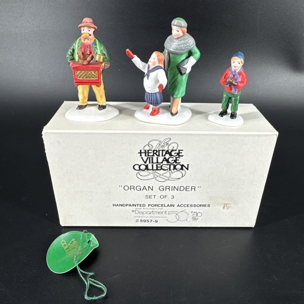 Department 56 Heritage Village Organ Grinder Set of three #5957-9 In Box